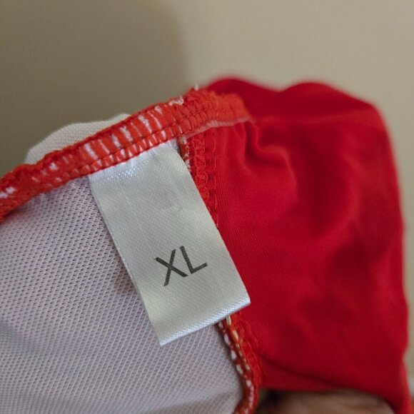 Stunning Red Bandeau Tie Front Cut Out One Piece Swimsuit Size XL - Picture 9 of 9